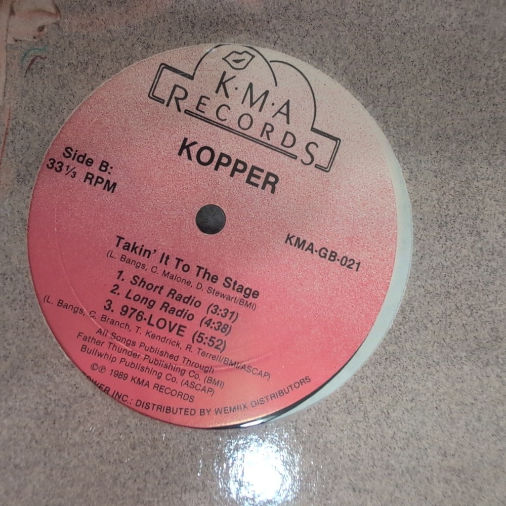 Kopper Takin' It To The Stage 12" Vinyl Single 1989 KMA Records KMA-GB-021 VG - Picture 3 of 3